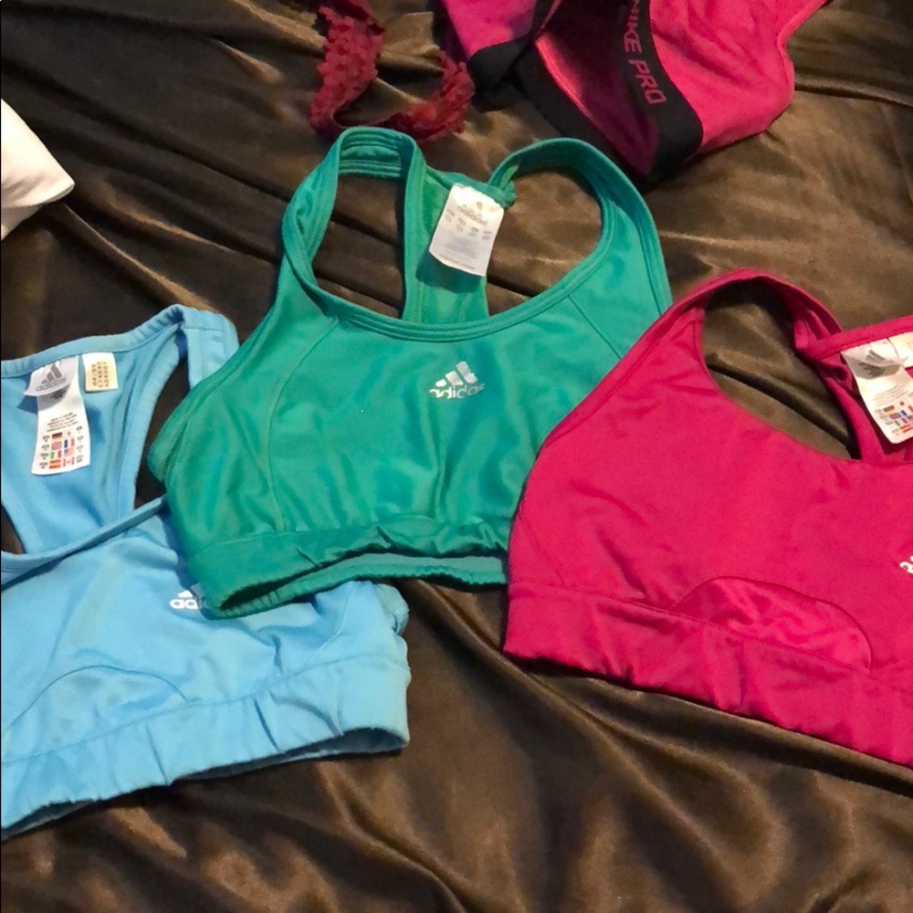 Three adidas sports bra